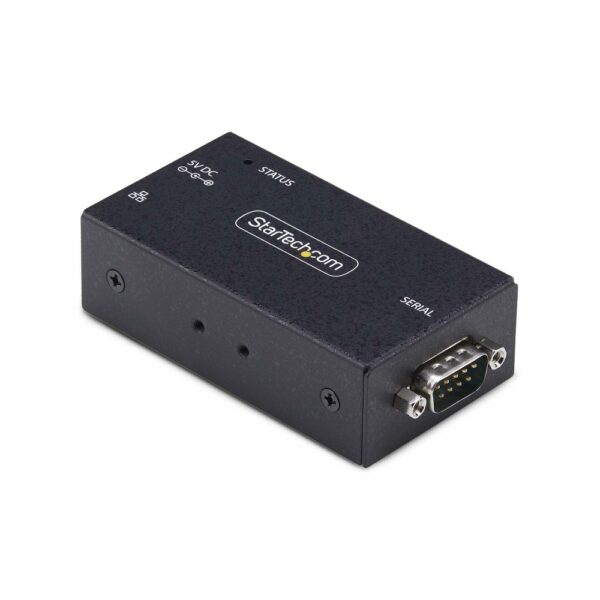 StarTech.com 1-Port Serial to Ethernet Adapter, RS232 to RJ45, Wall/DIN Rail Mount, Black