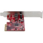 StarTech.com 1-Port USB 3.2 Gen 2x2 PCIe 3.0 x4 Card, USB-C 20Gbps, Windows/macOS/Linux, Red
