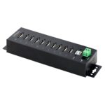 StarTech.com 10-Port Industrial USB 2.0 Hub with ESD Level 4 Protection, Black