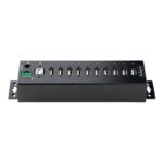 StarTech.com 10-Port Industrial USB 2.0 Hub with ESD Level 4 Protection, Black
