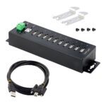 StarTech.com 10-Port Industrial USB 2.0 Hub with ESD Level 4 Protection, Black