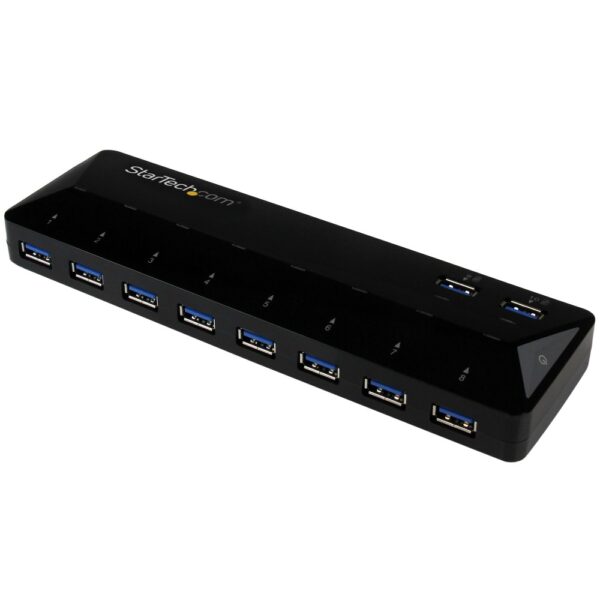 StarTech.com 10-Port USB 3.2 Gen 1 Hub with 2 x 1.5A Charge & Sync Ports - Black
