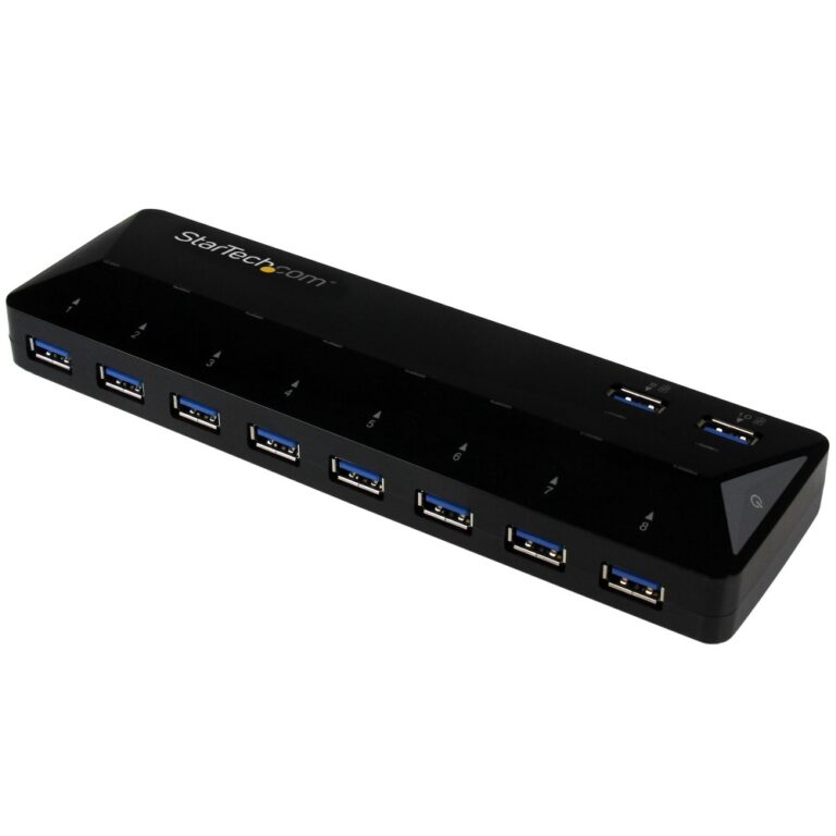 StarTech.com 10-Port USB 3.2 Gen 1 Hub with 2 x 1.5A Charge & Sync Ports - Black