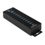StarTech.com 10-Port USB 3.2 Gen 1 Hub with Power Adapter - Metal, Mountable, Black