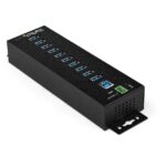 StarTech.com 10-Port USB 3.2 Gen 1 Hub with Power Adapter - Metal, Mountable, Black