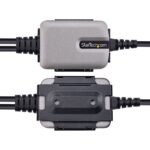 StarTech.com 13ft (4m) 2-Port USB-A to DB9 RS232 Serial Adapter Cable, FTDI, Black/Grey