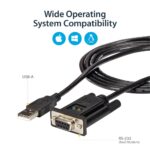 StarTech.com 1.8m USB to RS232 Serial Null Modem Adapter Cable FTDI DB9 Black