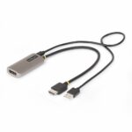 StarTech.com 1ft HDMI 2.1 to DisplayPort 1.4 Active Adapter Cable, 8K 60Hz, USB Powered, Black/Silver