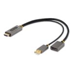 StarTech.com 1ft HDMI to DisplayPort Adapter Cable, 4K 60Hz HDR, USB Powered, Black/Grey