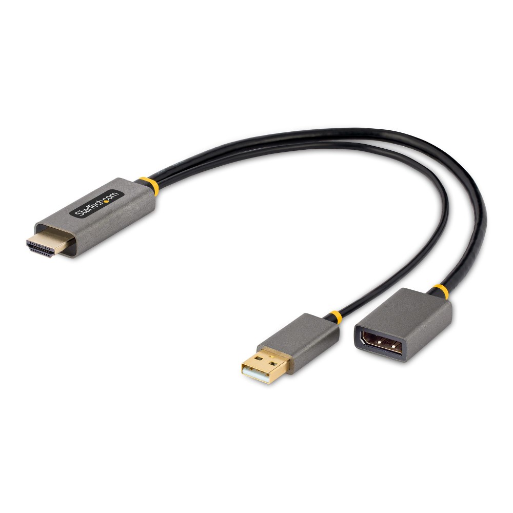 StarTech.com 1ft HDMI to DisplayPort Adapter Cable, 4K 60Hz HDR, USB Powered, Black/Grey StarTech.com 1ft HDMI to DisplayPort Adapter Cable, 4K 60Hz HDR, USB Powered, Black/Grey