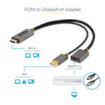 StarTech.com 1ft HDMI to DisplayPort Adapter Cable, 4K 60Hz HDR, USB Powered, Black/Grey