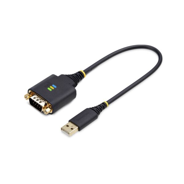 StarTech.com 1ft USB-A to DB9 RS232 Serial Adapter Cable, FTDI IC, Black