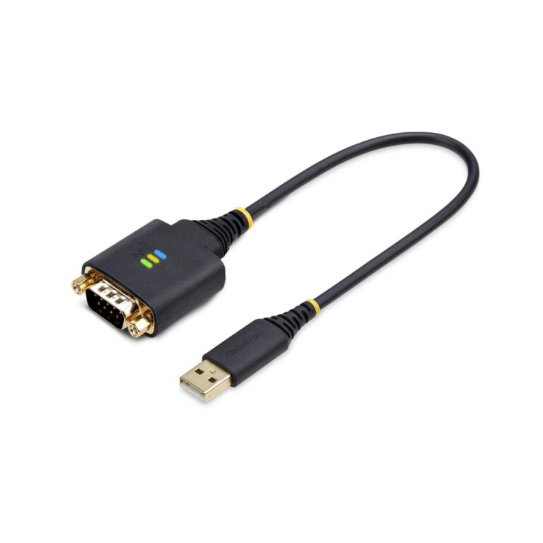 StarTech.com 1ft USB-A to DB9 RS232 Serial Adapter Cable, FTDI IC, Black