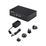StarTech.com 2-Port DisplayPort 1.2 KVM Switch, 4K 60Hz, USB 3.0 Hub, Black