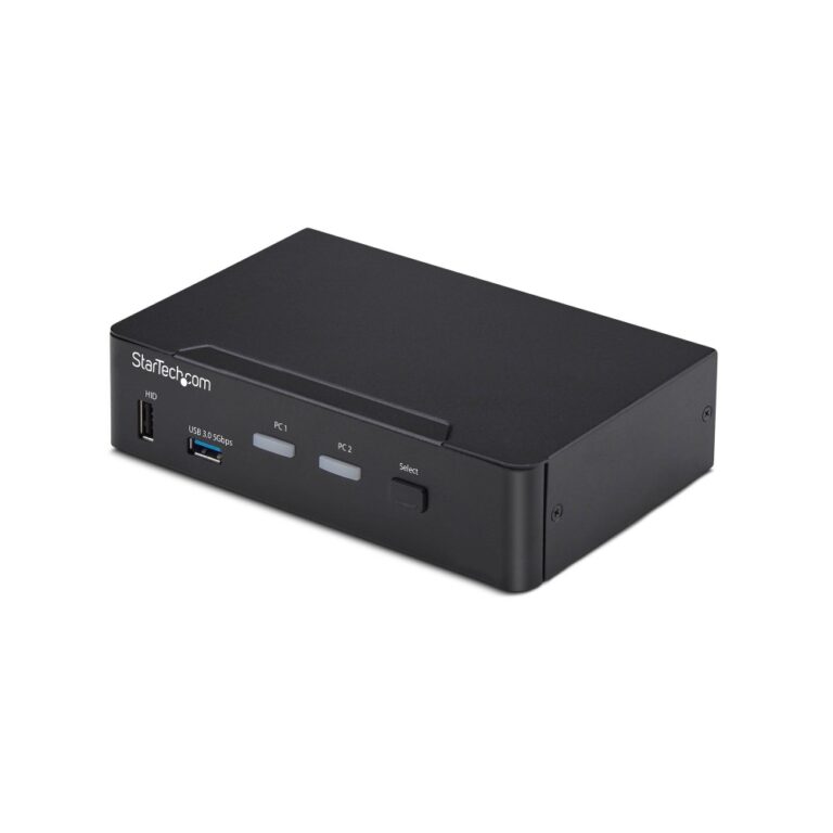 StarTech.com 2-Port DisplayPort 1.2 KVM Switch, 4K 60Hz, USB 3.0 Hub, Black