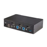 StarTech.com 2-Port DisplayPort 1.4 KVM Switch, 8K 60Hz, 4K 144Hz, USB 3.0/2.0 Hub, Black