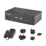 StarTech.com 2-Port DisplayPort 1.4 KVM Switch, 8K 60Hz, 4K 144Hz, USB 3.0/2.0 Hub, Black