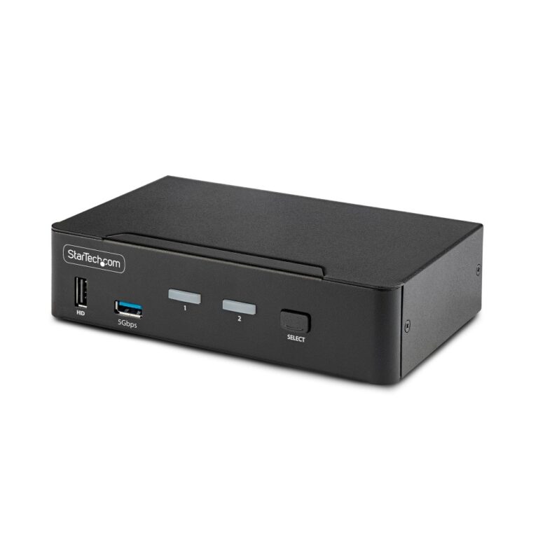 StarTech.com 2-Port DisplayPort 1.4 KVM Switch, 8K 60Hz, 4K 144Hz, USB 3.0/2.0 Hub, Black