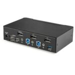 StarTech.com 2 Port DisplayPort KVM Switch 4K 60Hz USB 3.0 Hub TAA Compliant Black