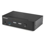 StarTech.com 2 Port DisplayPort KVM Switch 4K 60Hz USB 3.0 Hub TAA Compliant Black