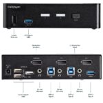 StarTech.com 2 Port DisplayPort KVM Switch 4K 60Hz USB 3.0 Hub TAA Compliant Black