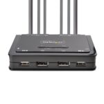 StarTech.com 2-Port Dual DisplayPort KVM Switch 4K 60Hz, 1.5m Integrated Cables, USB Powered, Black