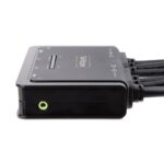 StarTech.com 2-Port Dual DisplayPort KVM Switch 4K 60Hz, 1.5m Integrated Cables, USB Powered, Black