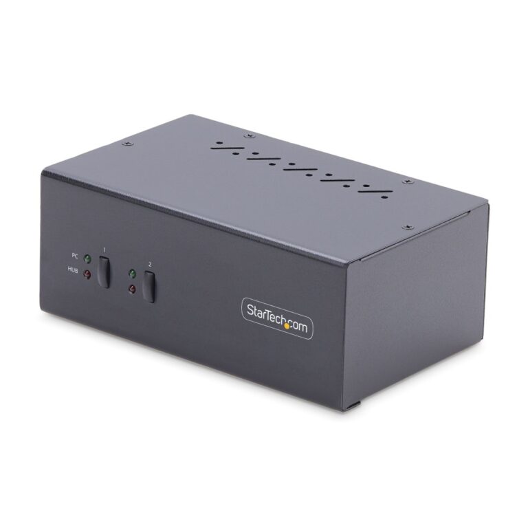 StarTech.com 2-Port Dual DisplayPort KVM Switch, 4K 60Hz, USB 5Gbps Hub, Hotkey/Push-Button, Black