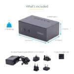 StarTech.com 2-Port Dual DisplayPort KVM Switch, 4K 60Hz, USB 5Gbps Hub, Hotkey/Push-Button, Black