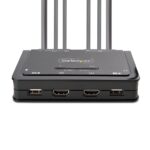 StarTech.com 2-Port Dual HDMI KVM Switch, 4K 60Hz, USB-A, 1.5m Integrated Cables, Black
