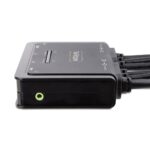 StarTech.com 2-Port Dual HDMI KVM Switch, 4K 60Hz, USB-A, 1.5m Integrated Cables, Black