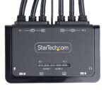 StarTech.com 2-Port Dual HDMI KVM Switch, 4K 60Hz, USB-A, 1.5m Integrated Cables, Black
