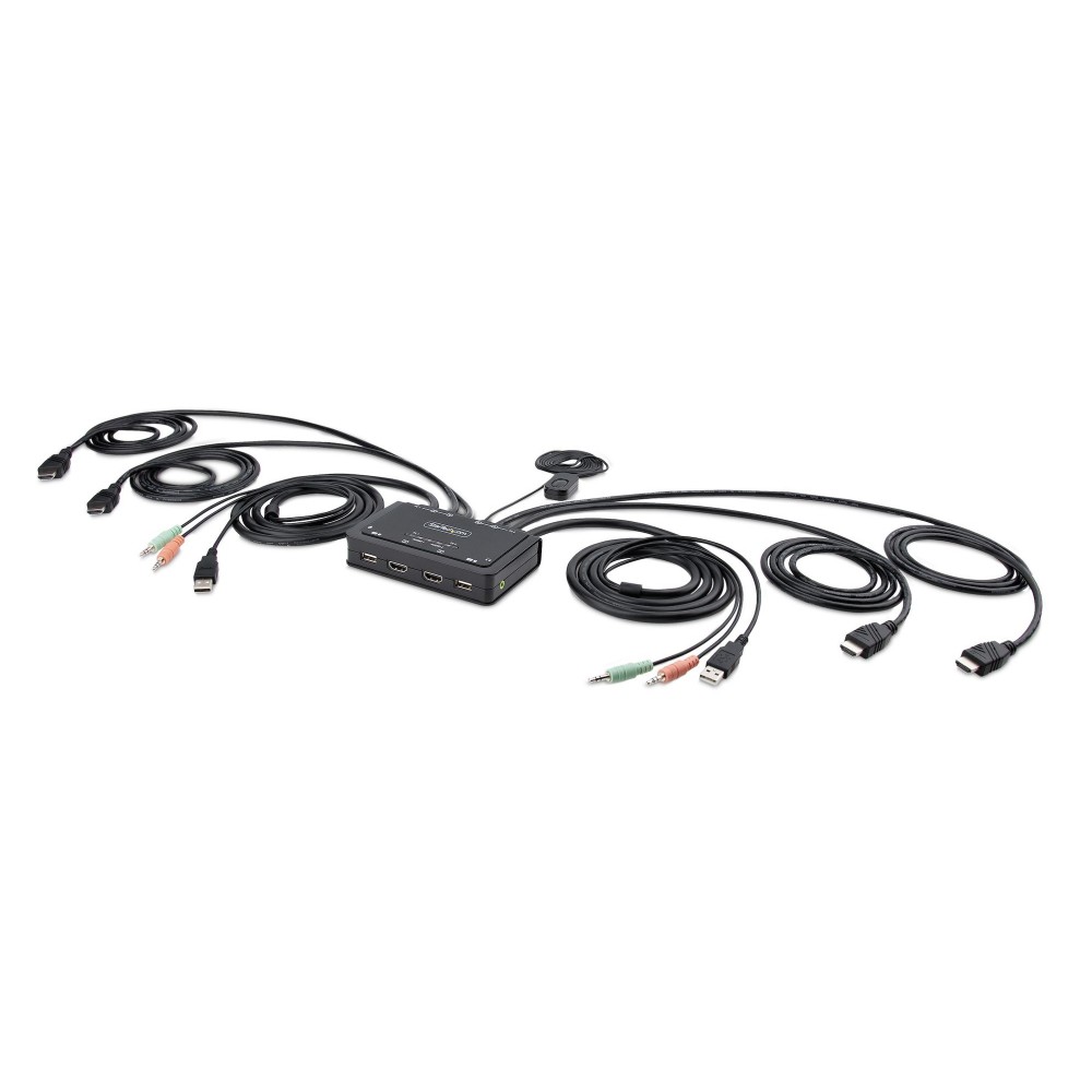 StarTech.com 2-Port Dual HDMI KVM Switch, 4K 60Hz, USB-A, 1.5m Integrated Cables, Black StarTech.com 2-Port Dual HDMI KVM Switch, 4K 60Hz, USB-A, 1.5m Integrated Cables, Black