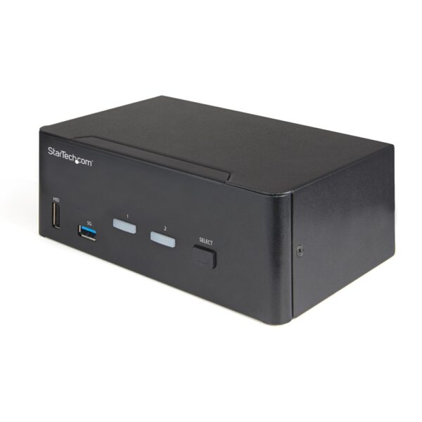 StarTech.com 2 Port Dual Monitor HDMI 2.0 KVM Switch 4K 60Hz with USB 3.0 Hub & Audio - Black