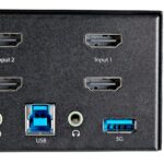 StarTech.com 2 Port Dual Monitor HDMI 2.0 KVM Switch 4K 60Hz with USB 3.0 Hub & Audio - Black