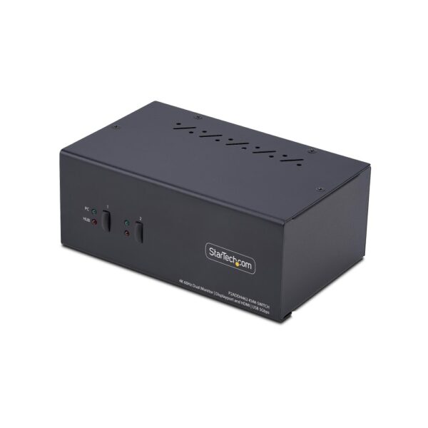 StarTech.com 2-Port Dual Monitor KVM Switch, 4K 60Hz 1x HDMI 1x DisplayPort, 2x USB 5Gbps Hub, TAA Compliant
