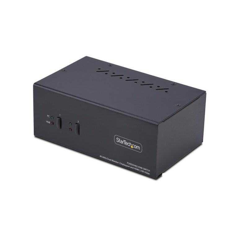 StarTech.com 2-Port Dual Monitor KVM Switch, 4K 60Hz 1x HDMI 1x DisplayPort, 2x USB 5Gbps Hub, TAA Compliant