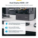 StarTech.com 2-Port Dual Monitor KVM Switch, 4K 60Hz 1x HDMI 1x DisplayPort, 2x USB 5Gbps Hub, TAA Compliant