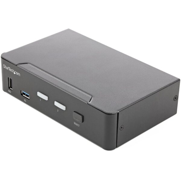 StarTech.com 2 Port HDMI 2.0 KVM Switch - 4K 60Hz Ultra HD HDR - USB 3.0 Hub, Audio, Black