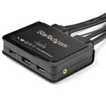 StarTech.com 2 Port HDMI KVM Switch 4K 60Hz with Audio and Integrated 4ft Cables Black
