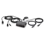 StarTech.com 2-Port Hybrid USB-C DisplayPort KVM Switch, 4K 60Hz, 5120x1440, 1.8m Cables, Black