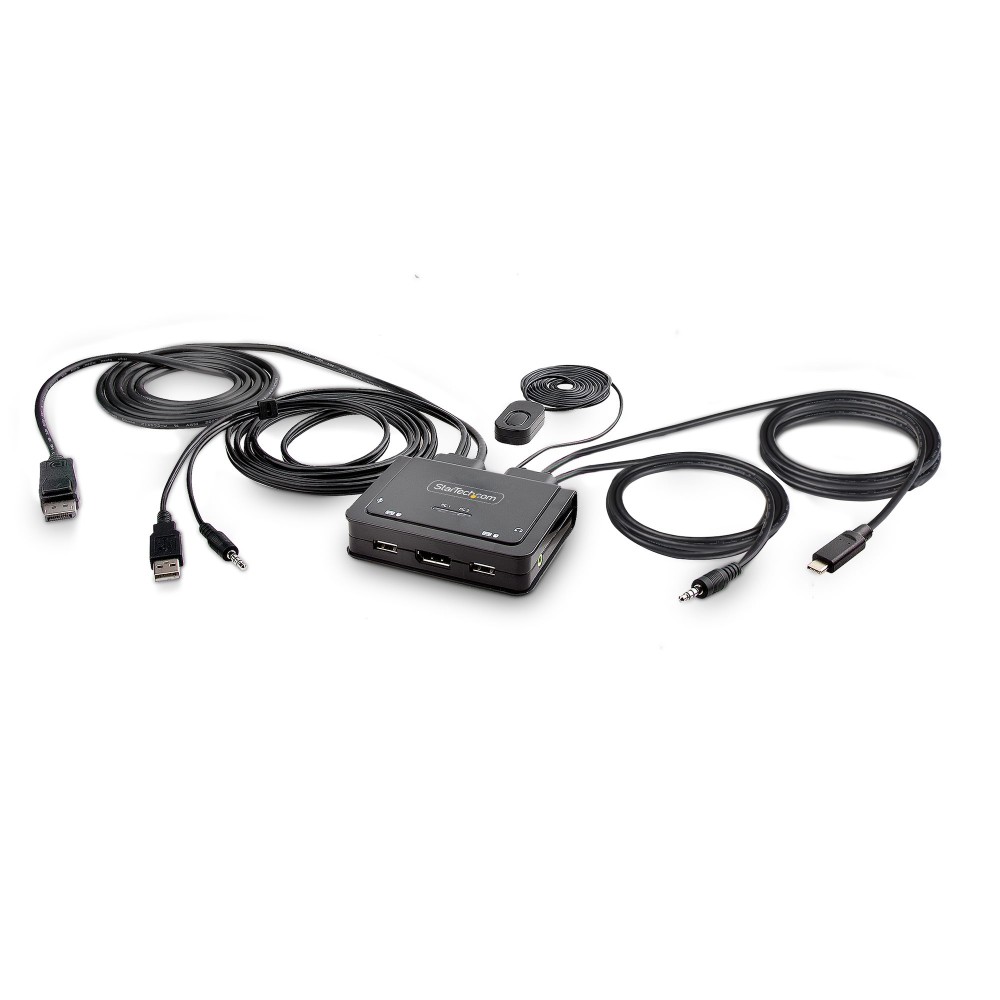 StarTech.com 2-Port Hybrid USB-C DisplayPort KVM Switch, 4K 60Hz, 5120x1440, 1.8m Cables, Black StarTech.com 2-Port Hybrid USB-C DisplayPort KVM Switch, 4K 60Hz, 5120x1440, 1.8m Cables, Black