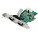 StarTech.com 2-Port PCIe RS232 Serial Adapter Card with 16950 UART, 921.6Kbps, Asix AX99100, Green