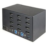 StarTech.com 2 Port Quad Monitor DisplayPort 1.2 KVM Switch - 4K 60Hz, USB 3.0 Hub, Audio