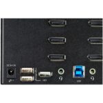 StarTech.com 2 Port Quad Monitor DisplayPort 1.2 KVM Switch - 4K 60Hz, USB 3.0 Hub, Audio