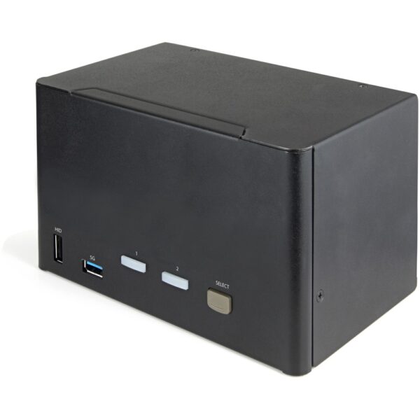 StarTech.com 2 Port Quad Monitor DisplayPort 1.2 KVM Switch - 4K 60Hz, USB 3.0 Hub, Audio