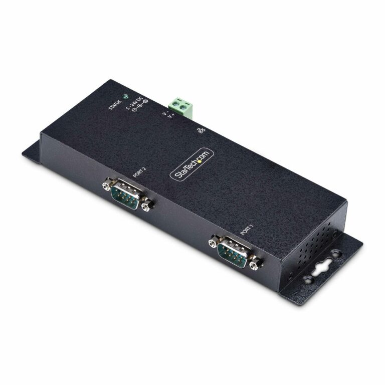 StarTech.com 2-Port RS232 to Ethernet Adapter IP Device Server DB9 to RJ45 Black