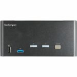 StarTech.com 2 Port Triple Monitor DisplayPort KVM Switch 4K 60Hz USB 3.0 Hub Black