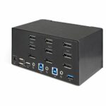 StarTech.com 2 Port Triple Monitor DisplayPort KVM Switch 4K 60Hz USB 3.0 Hub Black