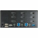 StarTech.com 2 Port Triple Monitor DisplayPort KVM Switch 4K 60Hz USB 3.0 Hub Black